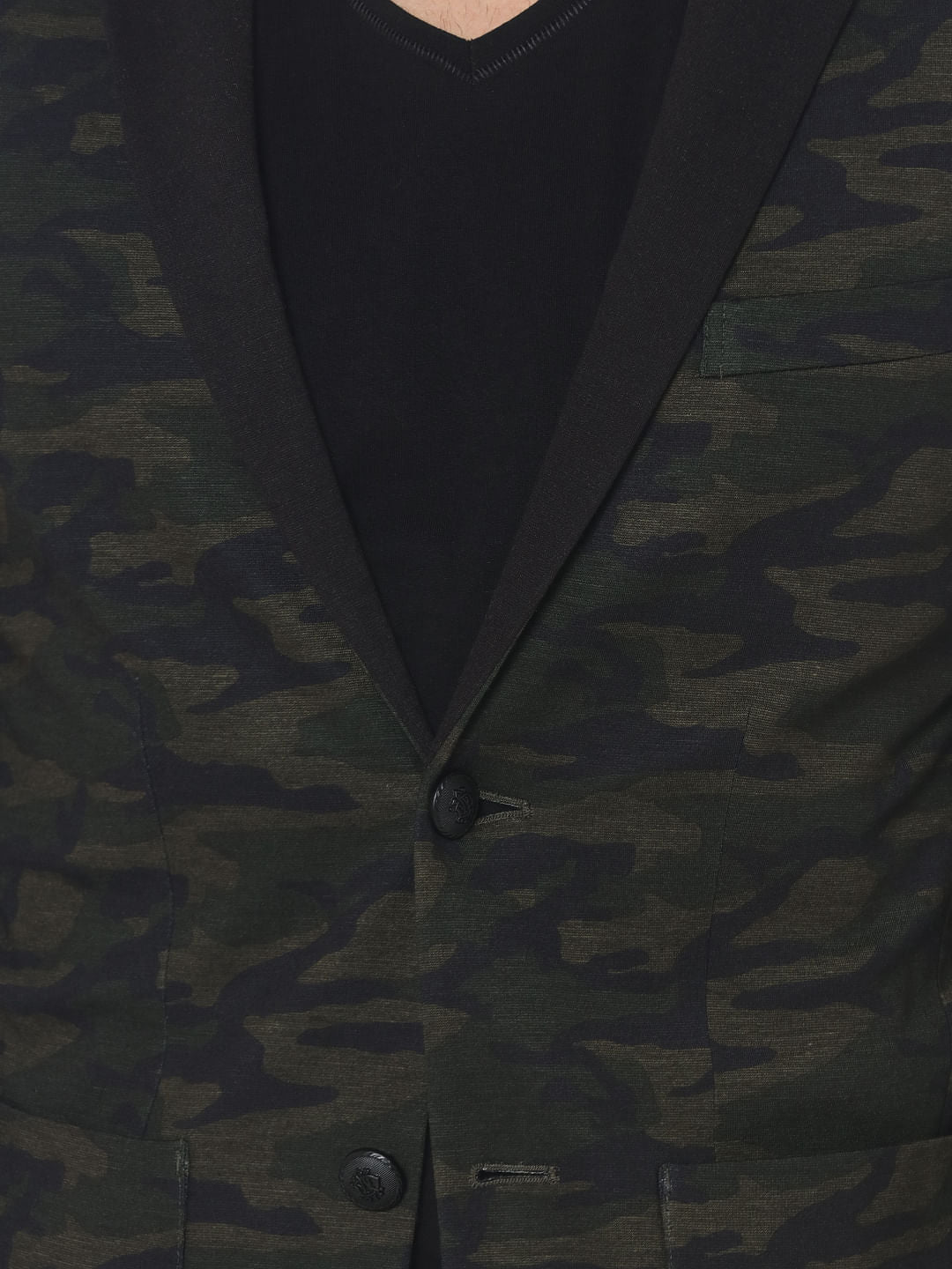 Olive Green Camo Print Blazer
