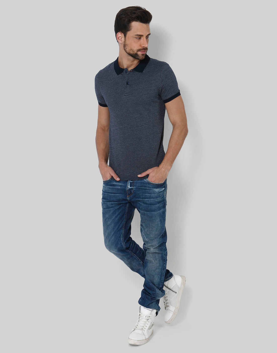 Black Printed Polo T-Shirt
