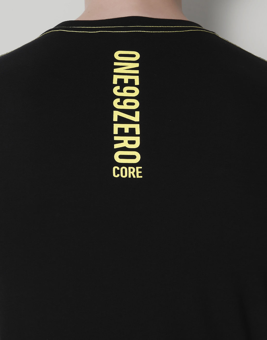 Black Text Print Crew Neck T-Shirt