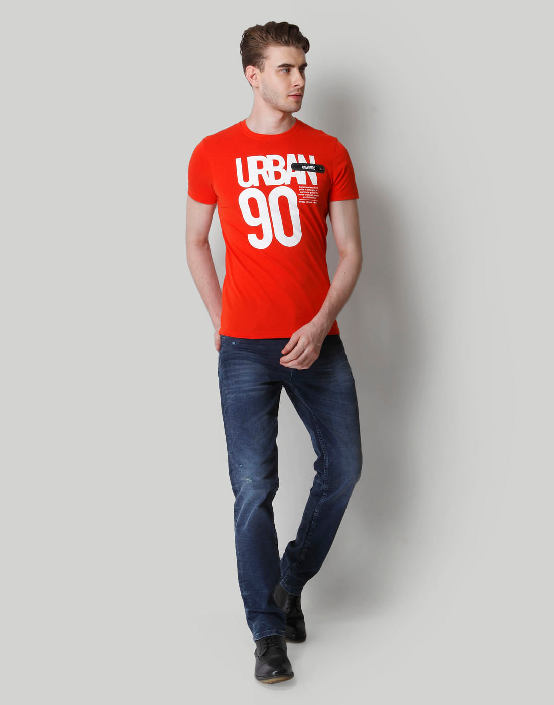 Red Text Print Crew Neck T-Shirt
