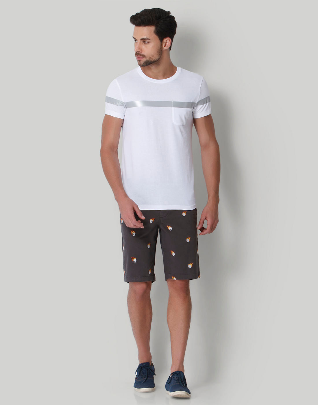 White Strip Crew Neck T-Shirt