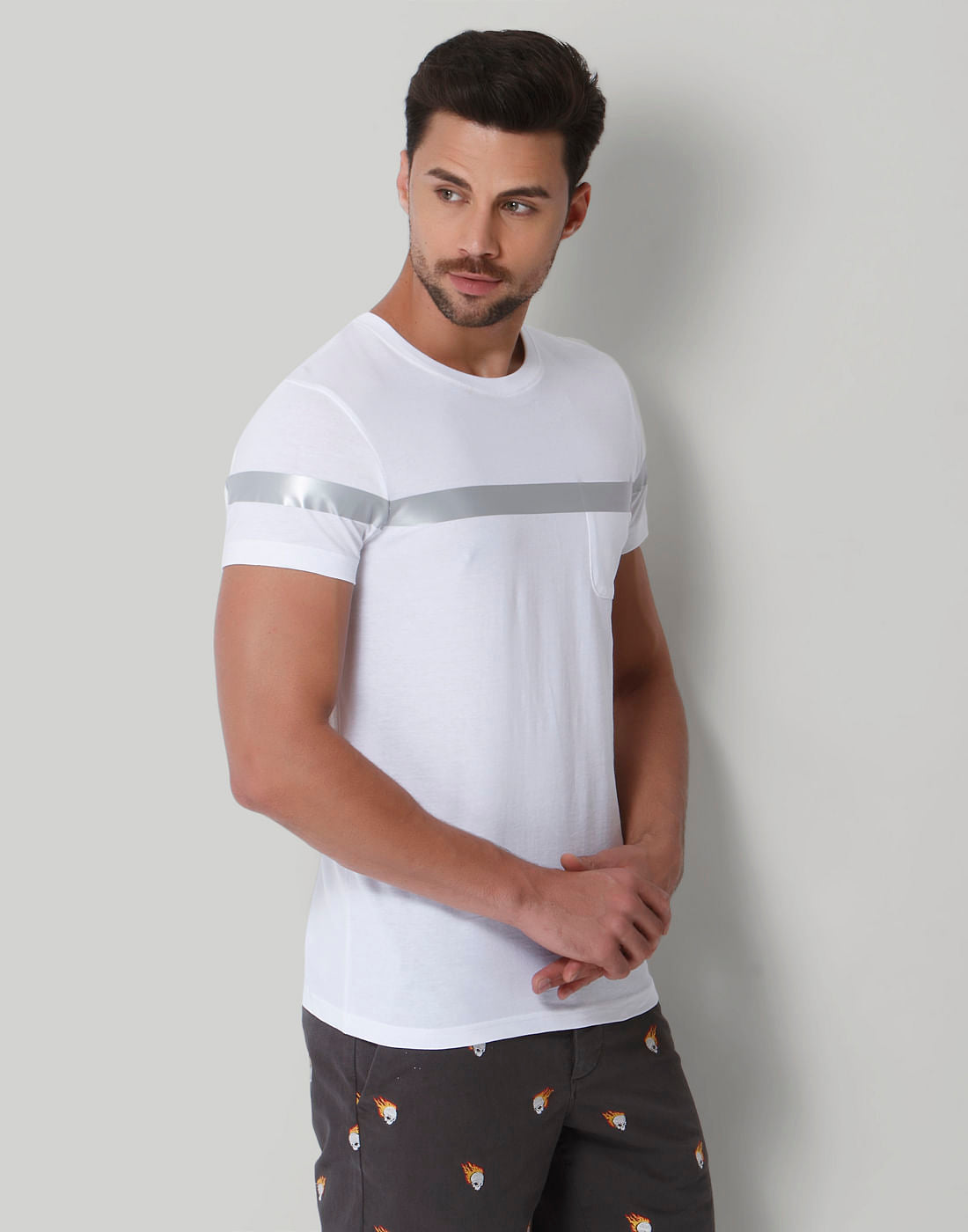 White Strip Crew Neck T-Shirt