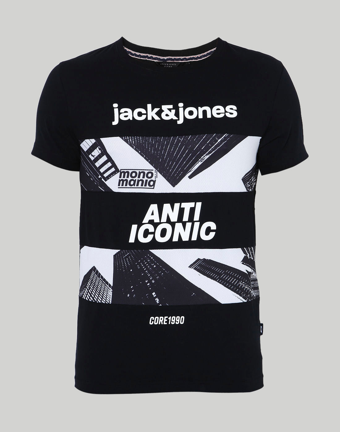 Black Graphic Print Crew Neck T-Shirt