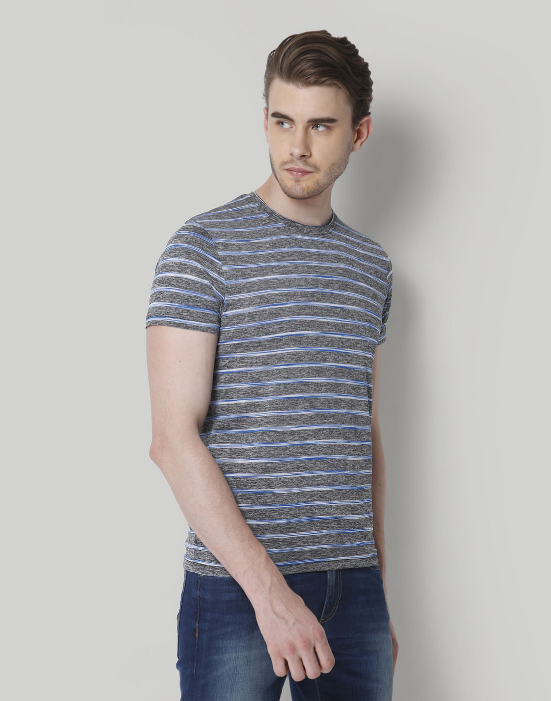 Blue Striped Crew Neck T-Shirt