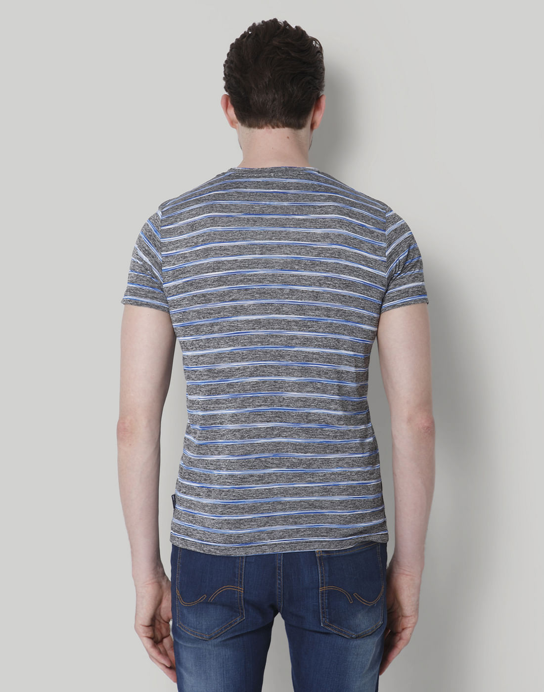 Blue Striped Crew Neck T-Shirt