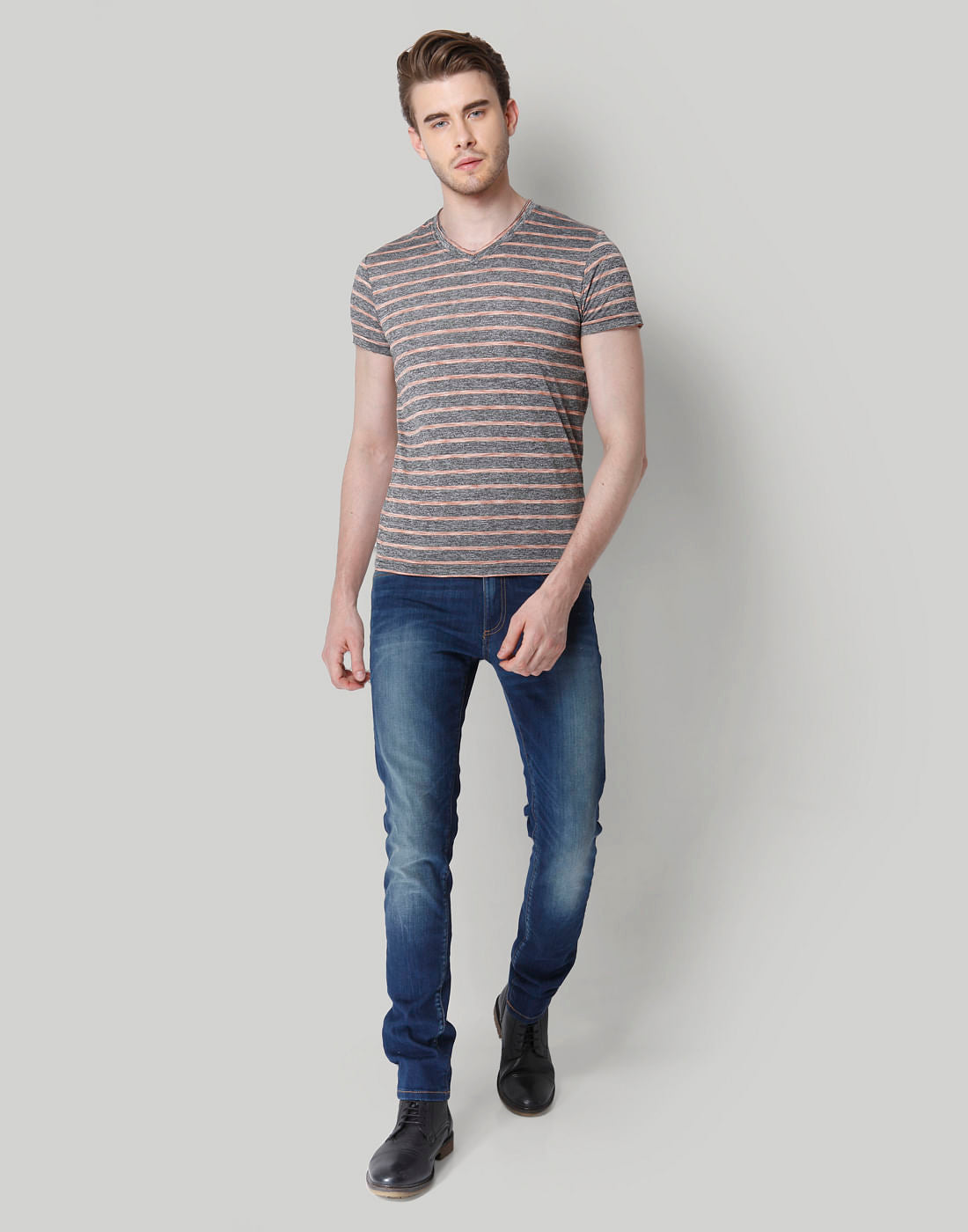 Rose Striped Crew Neck T-Shirt