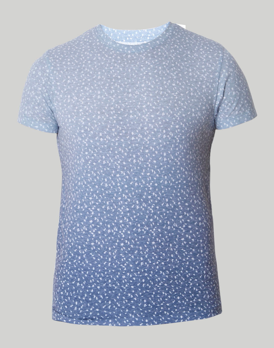 Blue Ombre Self Print Crew Neck T-Shirt