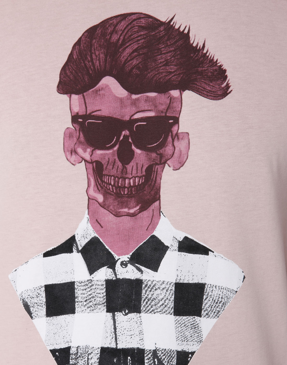 Rose Skull Printed Crew Neck T-Shirt