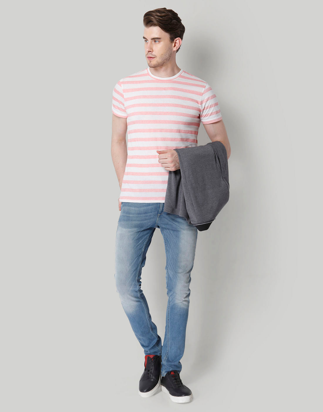 Rose Striped Crew Neck T-Shirt