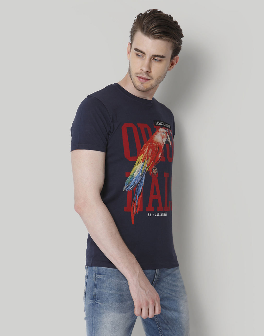 Blue Graphic Print Crew Neck T-Shirt