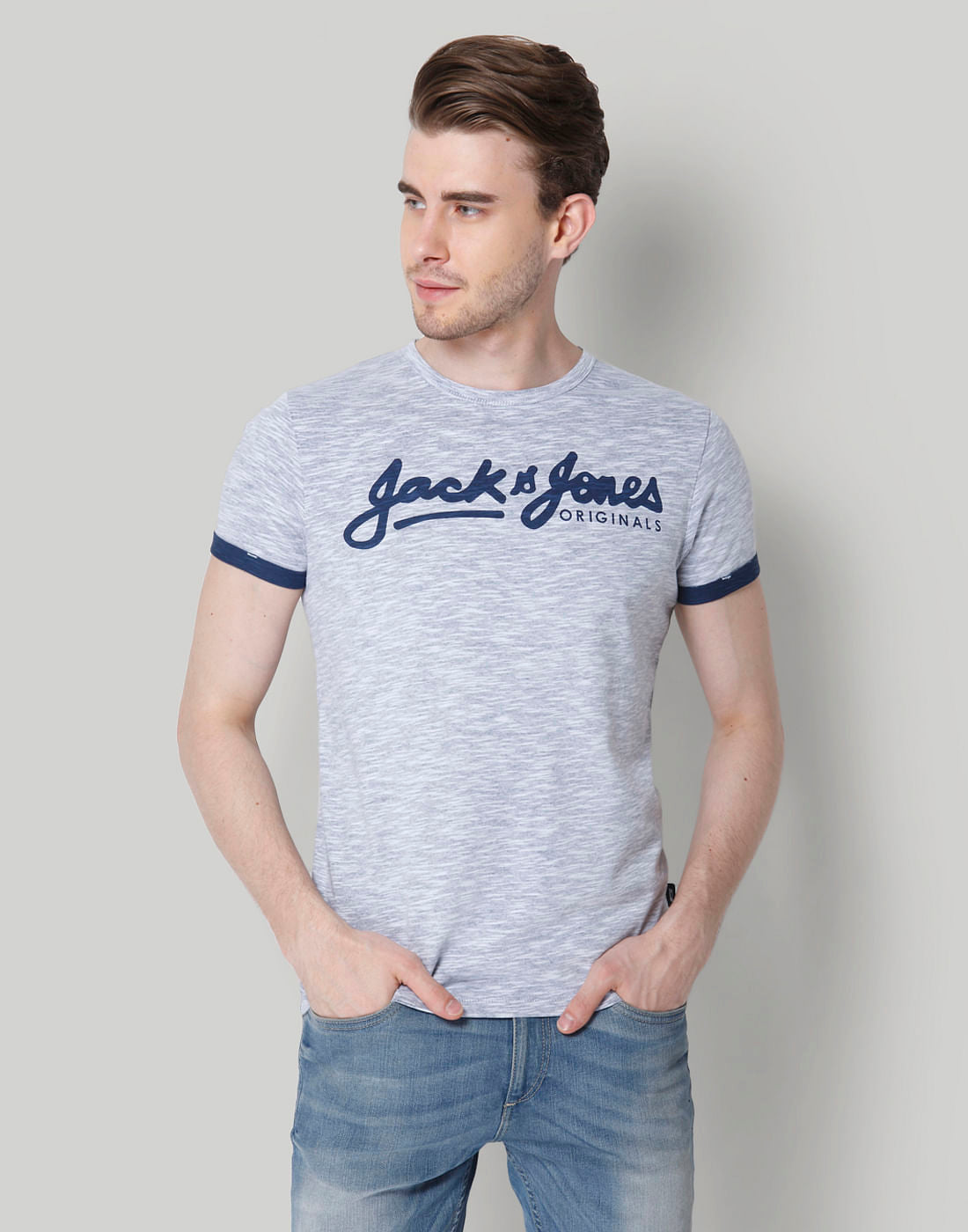 Blue Logo Print Crew Neck T-Shirt