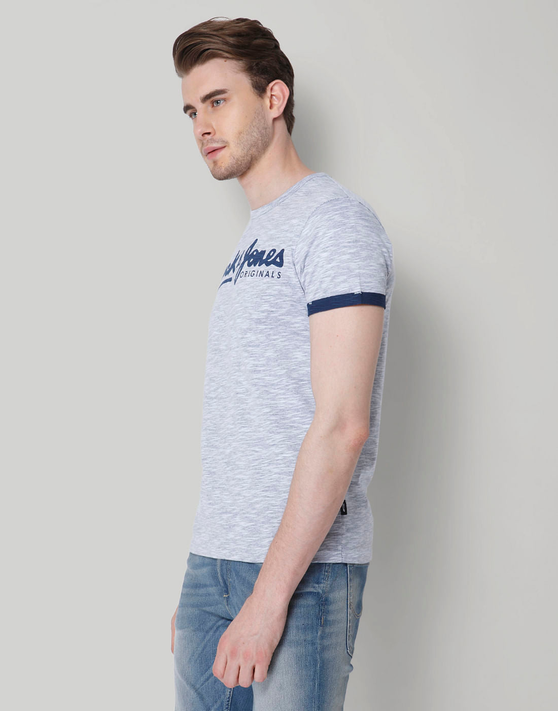 Blue Logo Print Crew Neck T-Shirt
