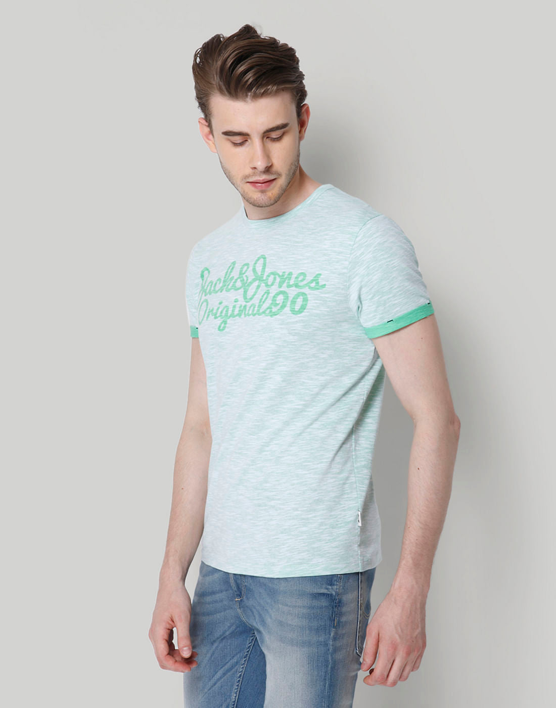 Green Logo Print Crew Neck T-Shirt