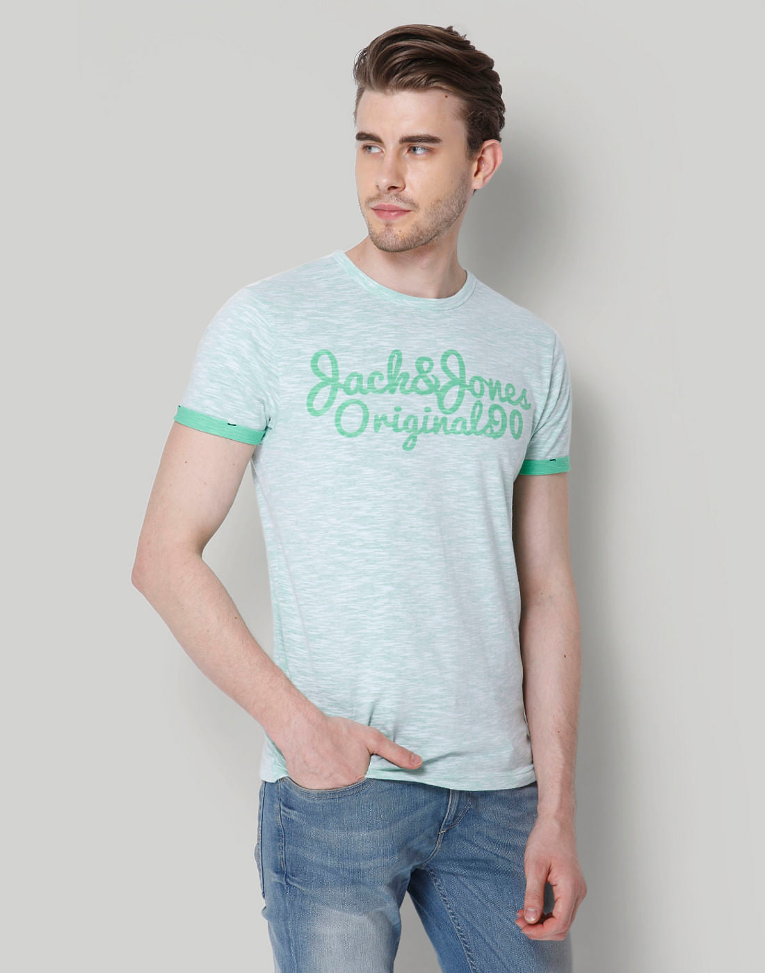 Green Logo Print Crew Neck T-Shirt