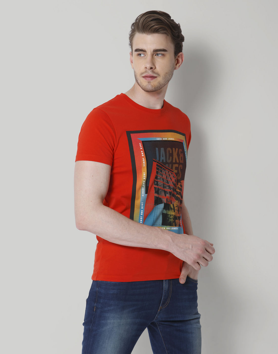 Red Graphic Print Crew Neck T-Shirt