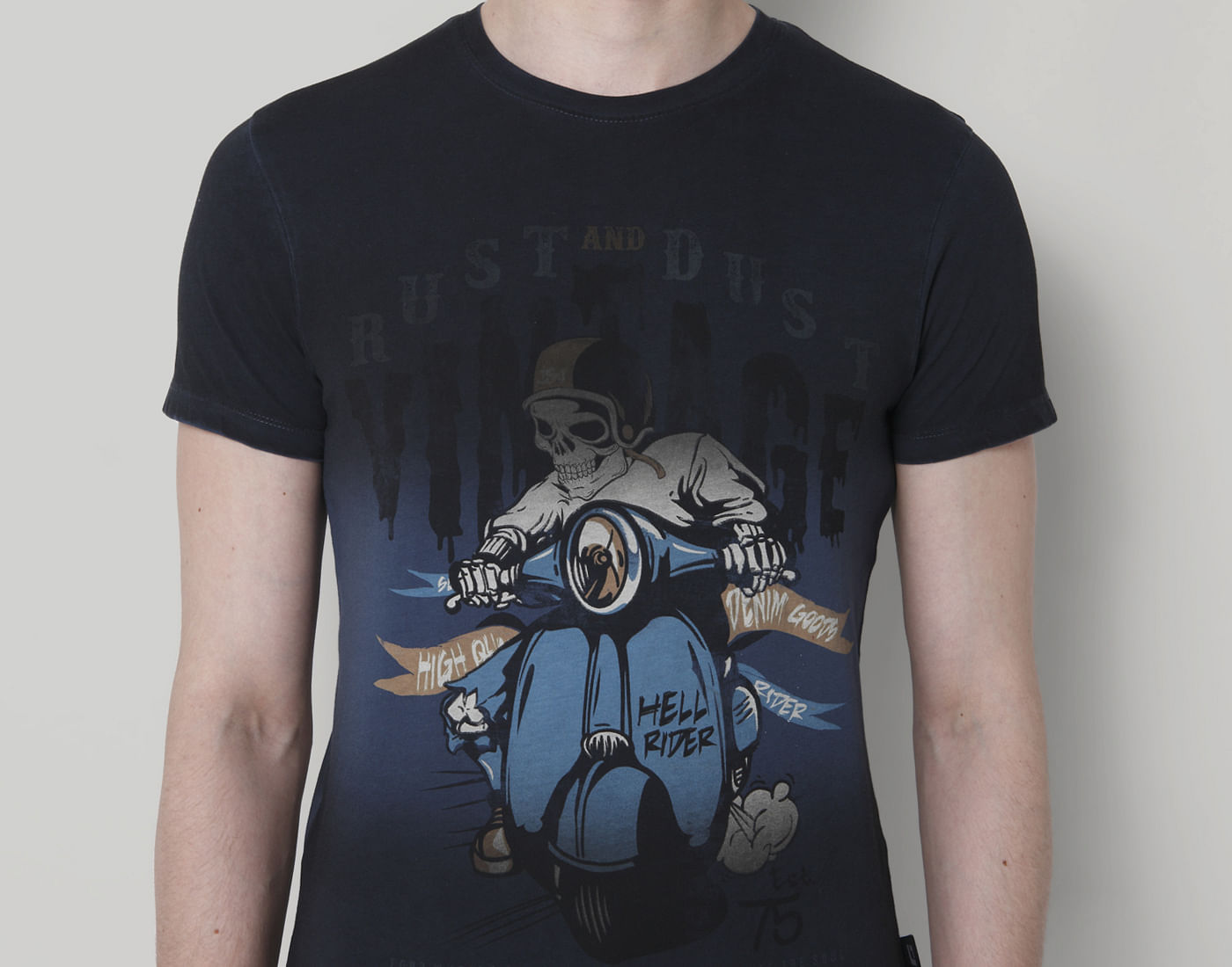 Blue Graphic Print Crew Neck T-Shirt