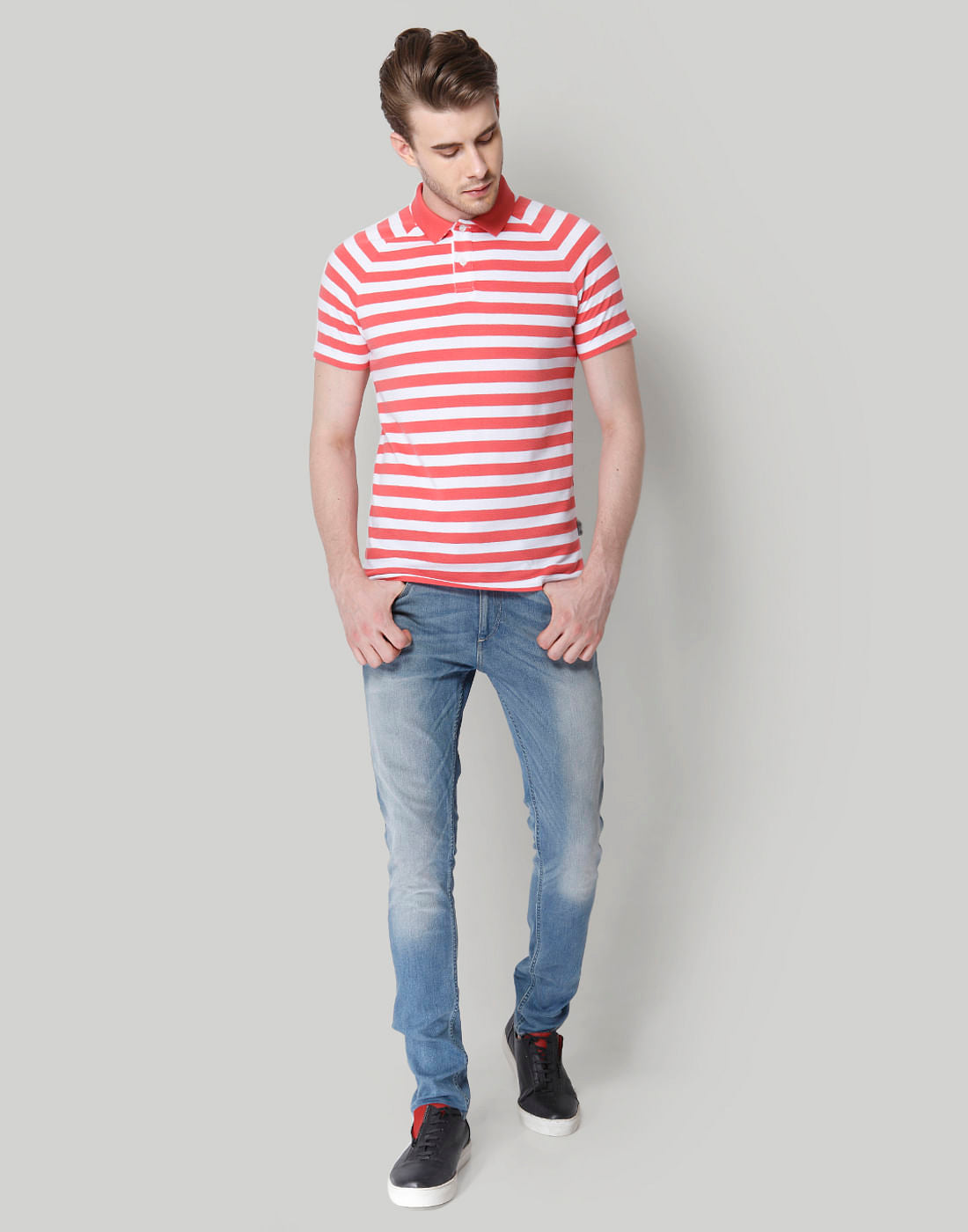 Rose Striped Polo T-Shirt