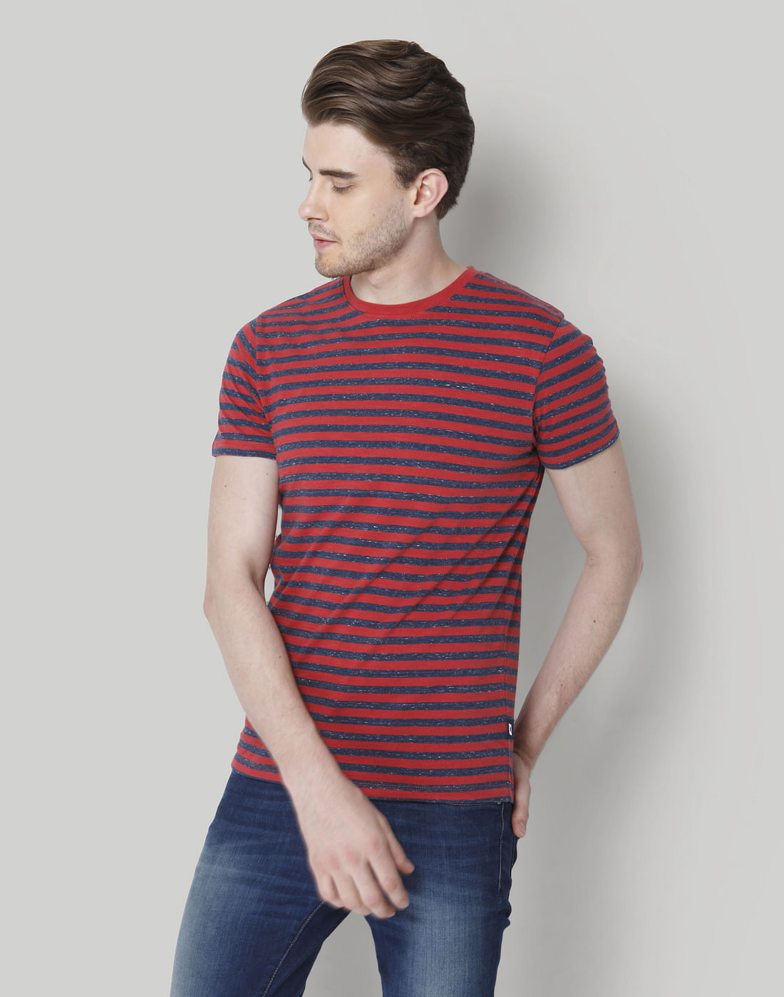 Red Striped Crew Neck T-Shirt