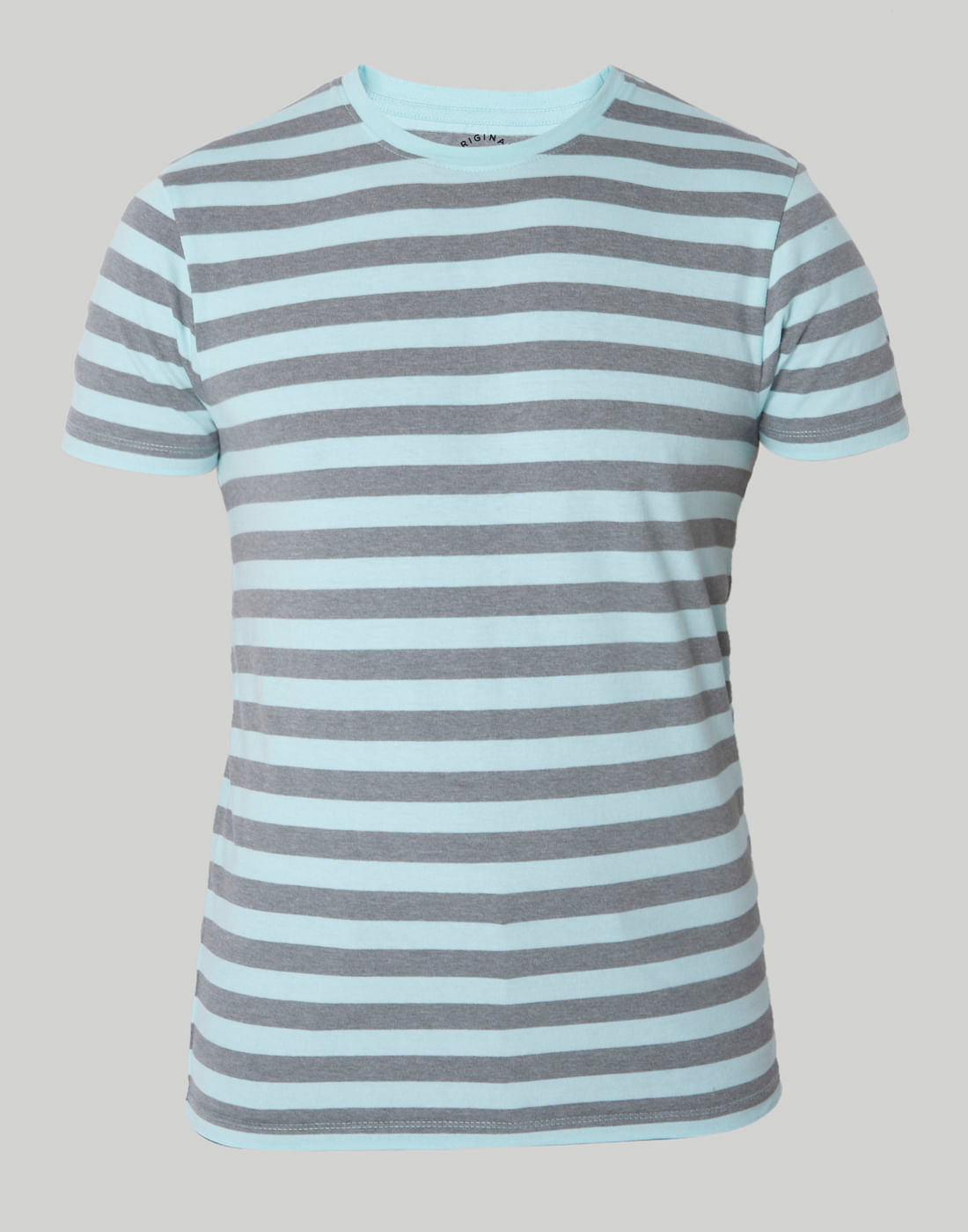 Grey Striped Crew Neck T-Shirt