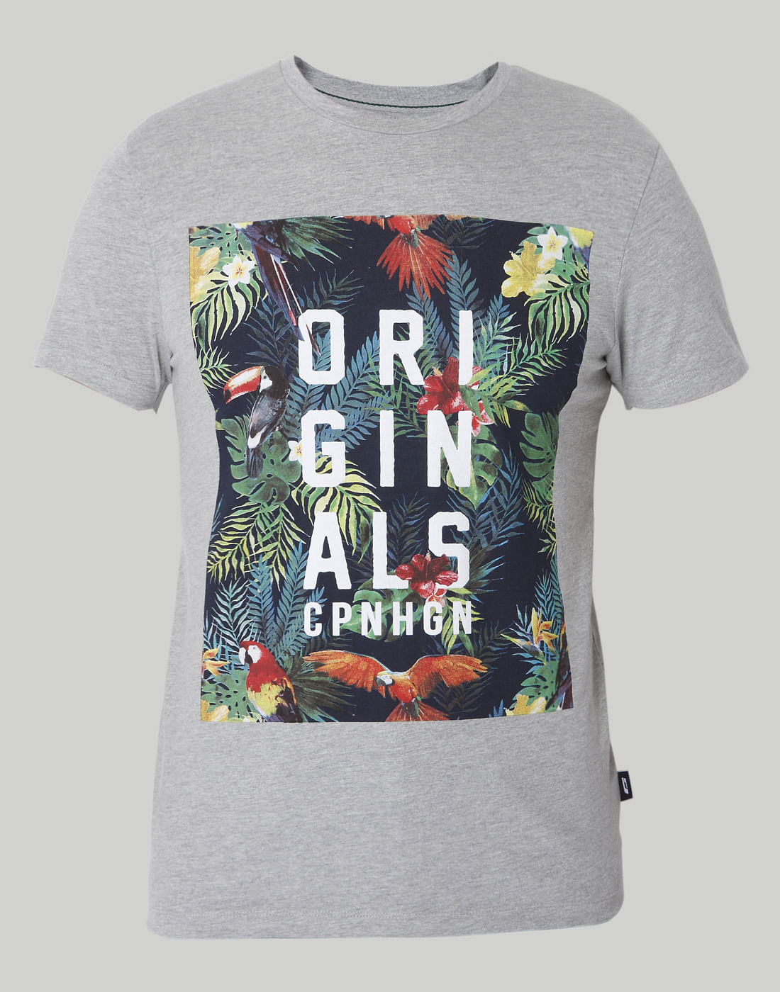 Grey Graphic Print Crew Neck T-Shirt