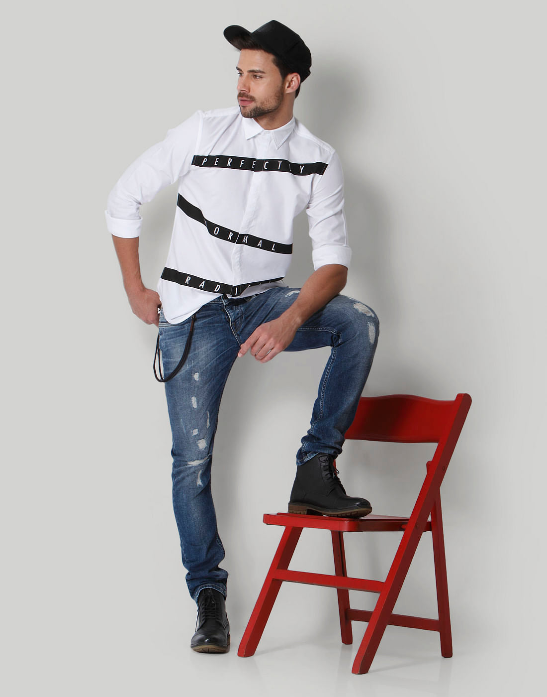 White Text Print Shirt