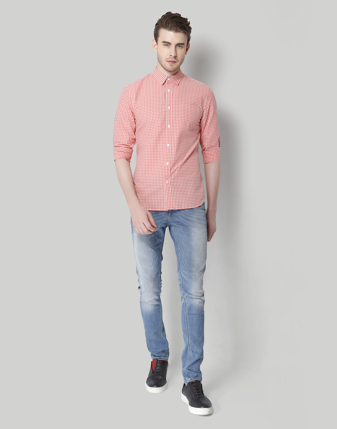 Pink Gingham Slim Fit Shirt