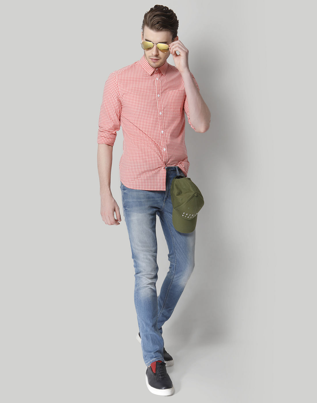 Pink Gingham Slim Fit Shirt