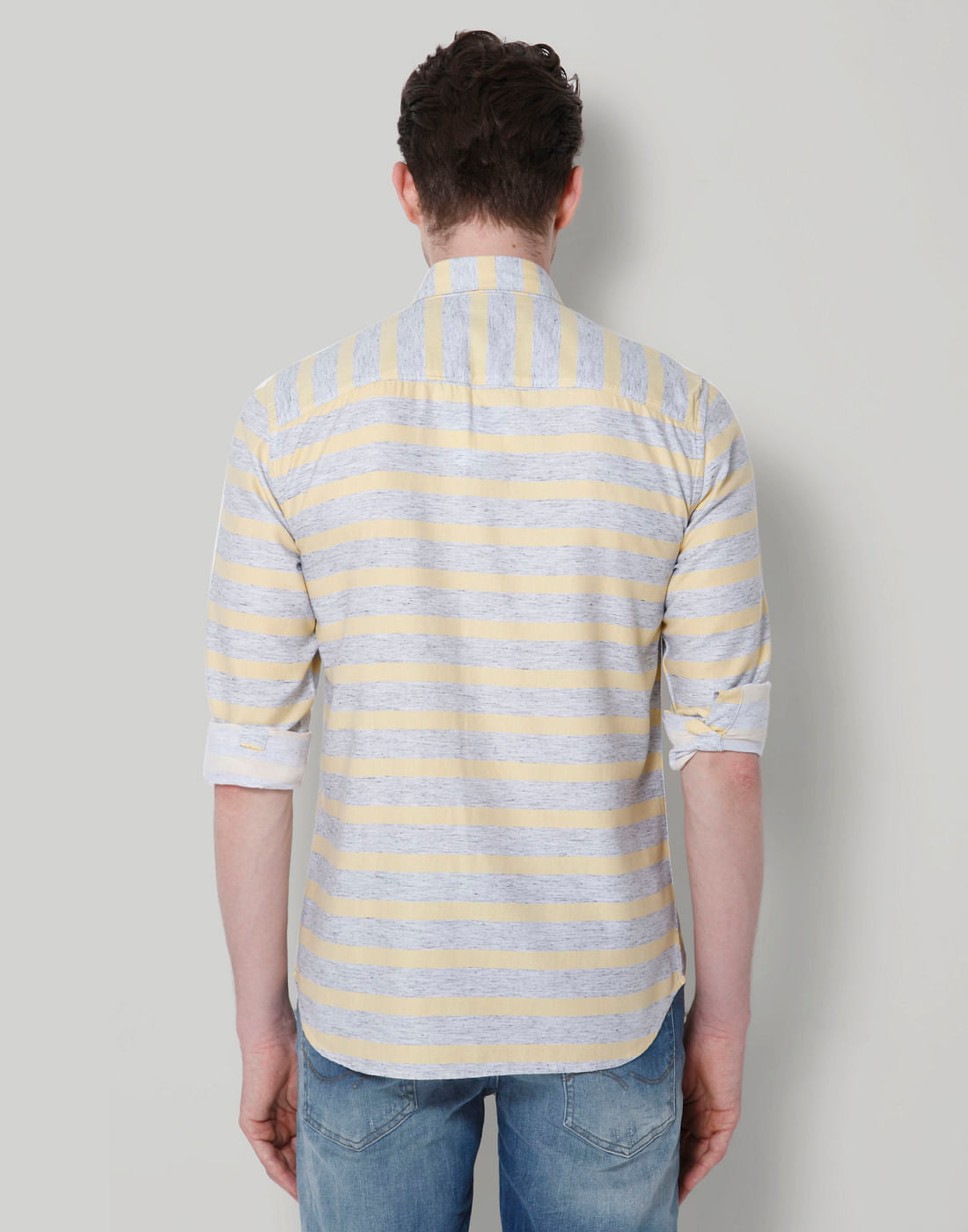 Yellow & Grey Striped Shirt