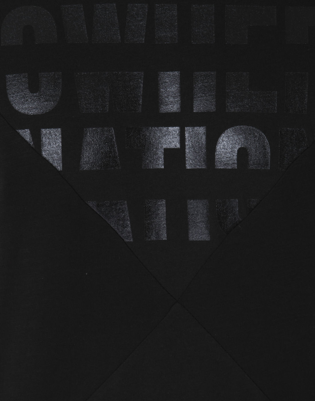 Black Text Print Crew Neck T-Shirt