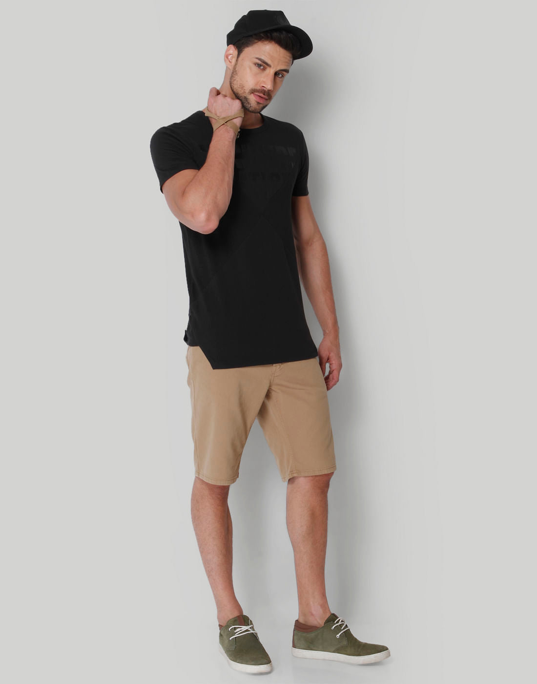 Black Text Print Crew Neck T-Shirt