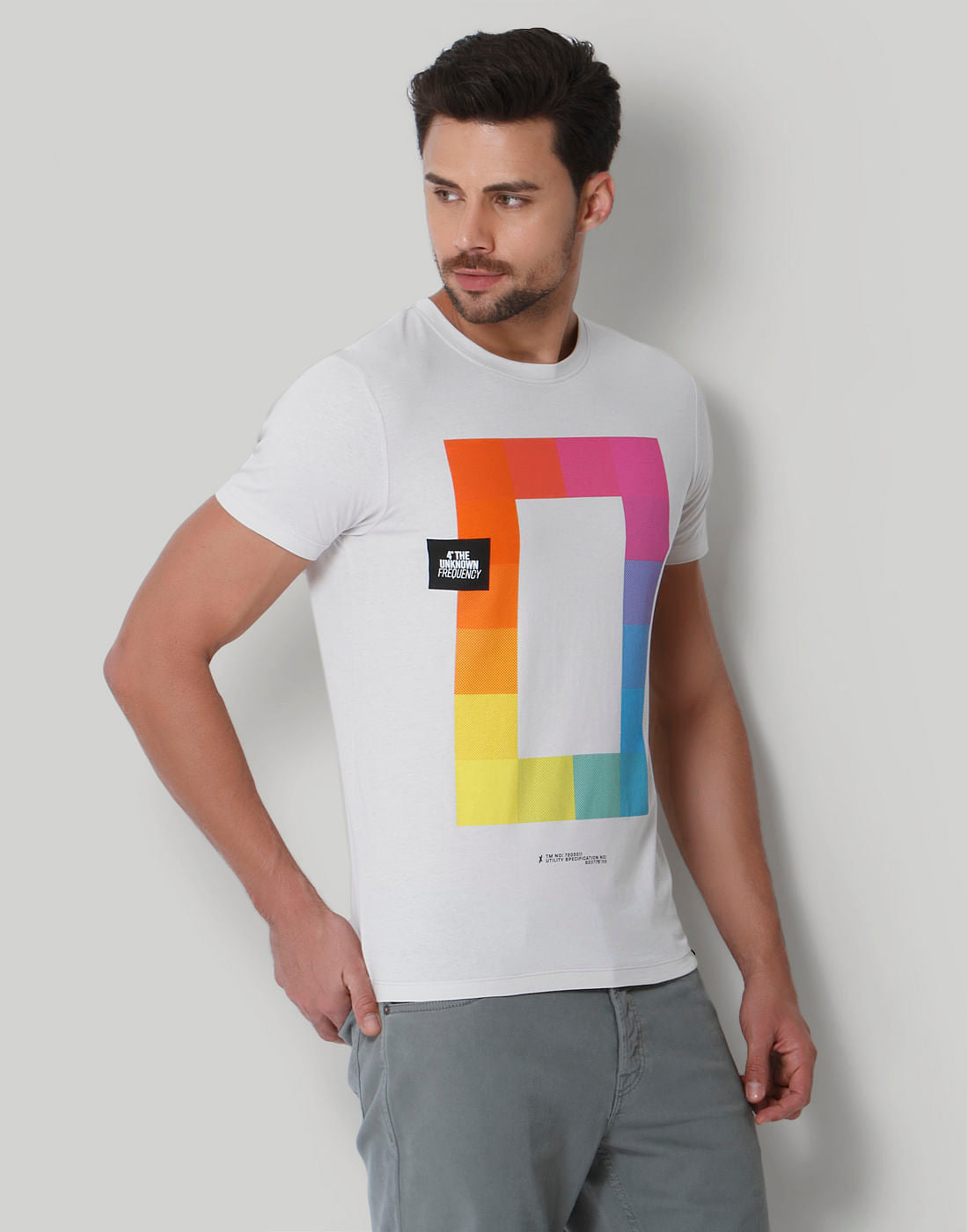 Grey Graphic Print Crew Neck T-Shirt