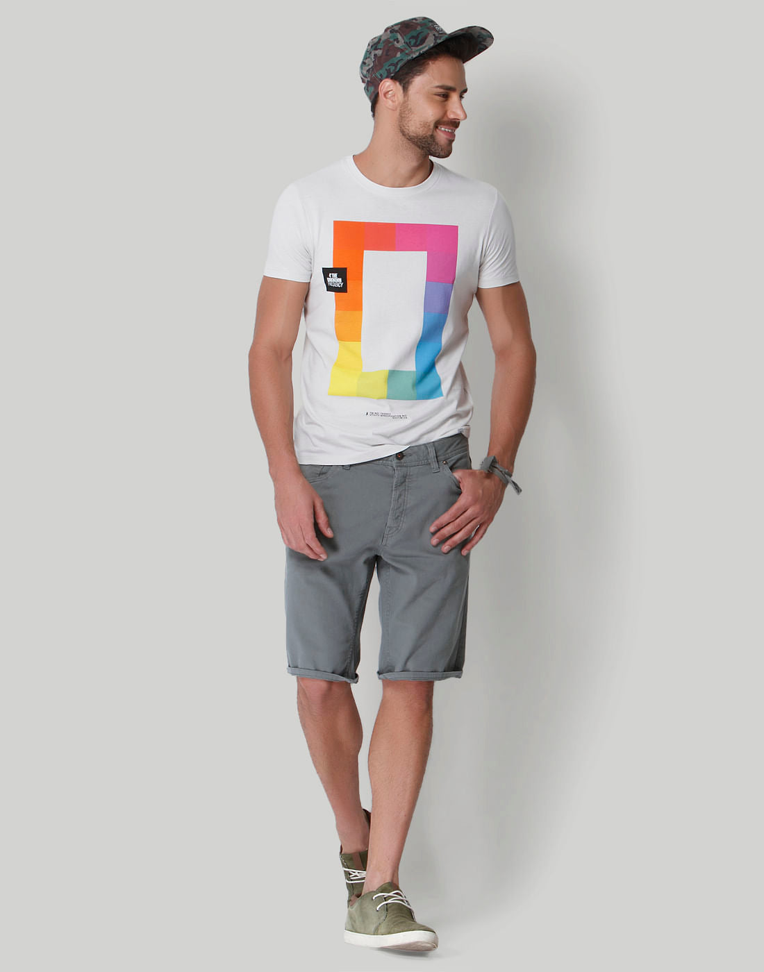 Grey Graphic Print Crew Neck T-Shirt