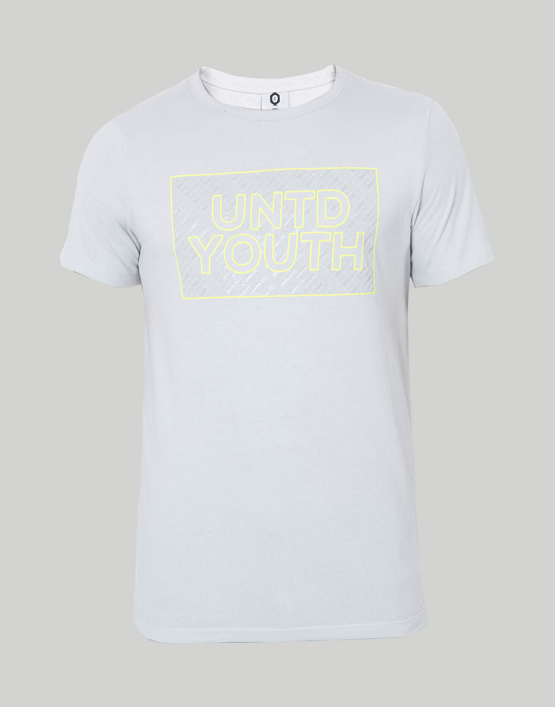 Light Grey Text Print Crew Neck T-Shirt