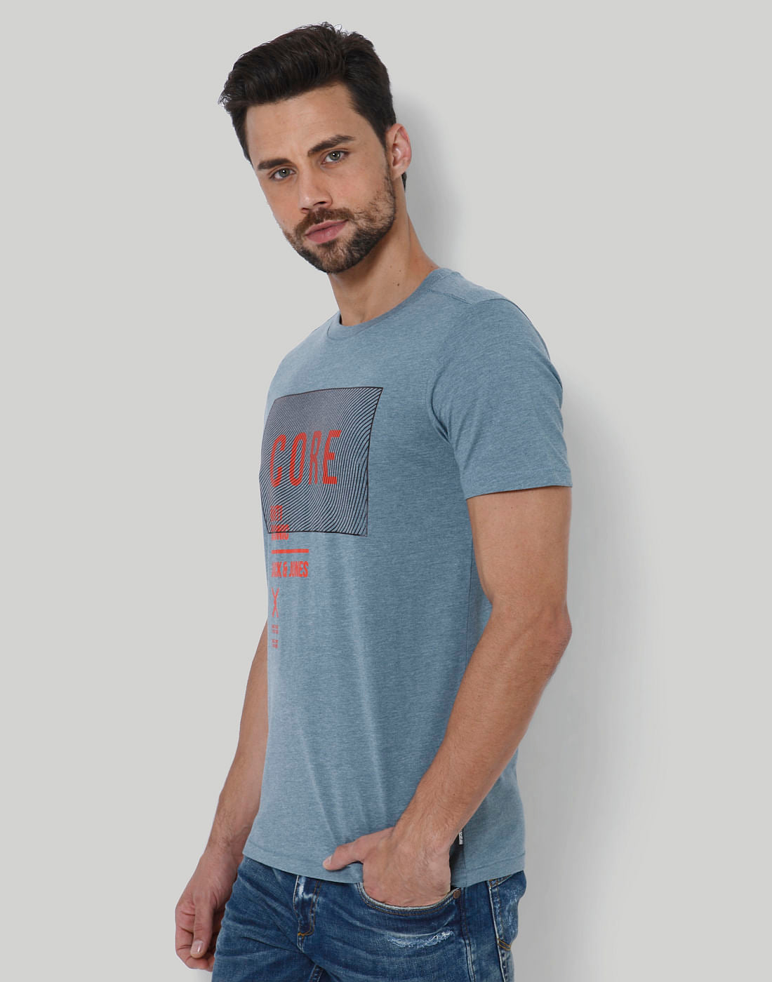 Blue Graphic Print Crew Neck T-Shirt