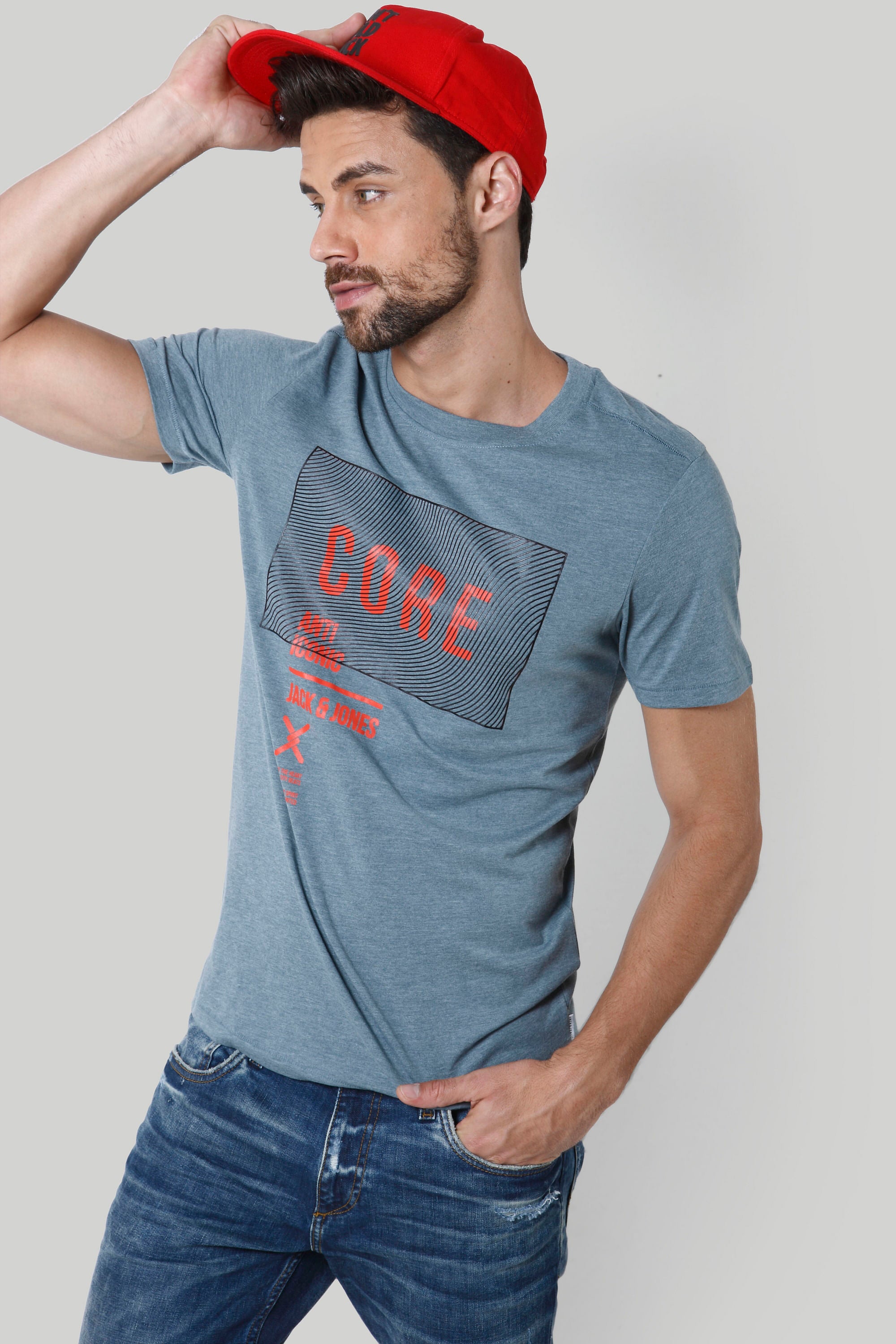 Blue Graphic Print Crew Neck T-Shirt
