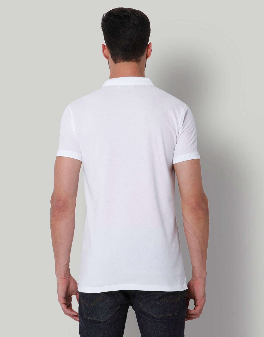 White Jacquard Polo Neck T-Shirt