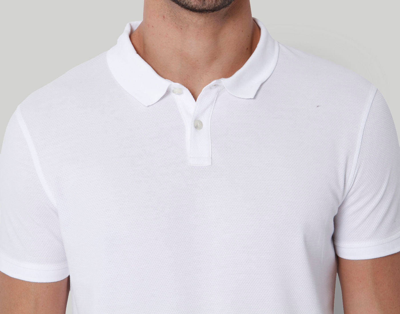 White Jacquard Polo Neck T-Shirt