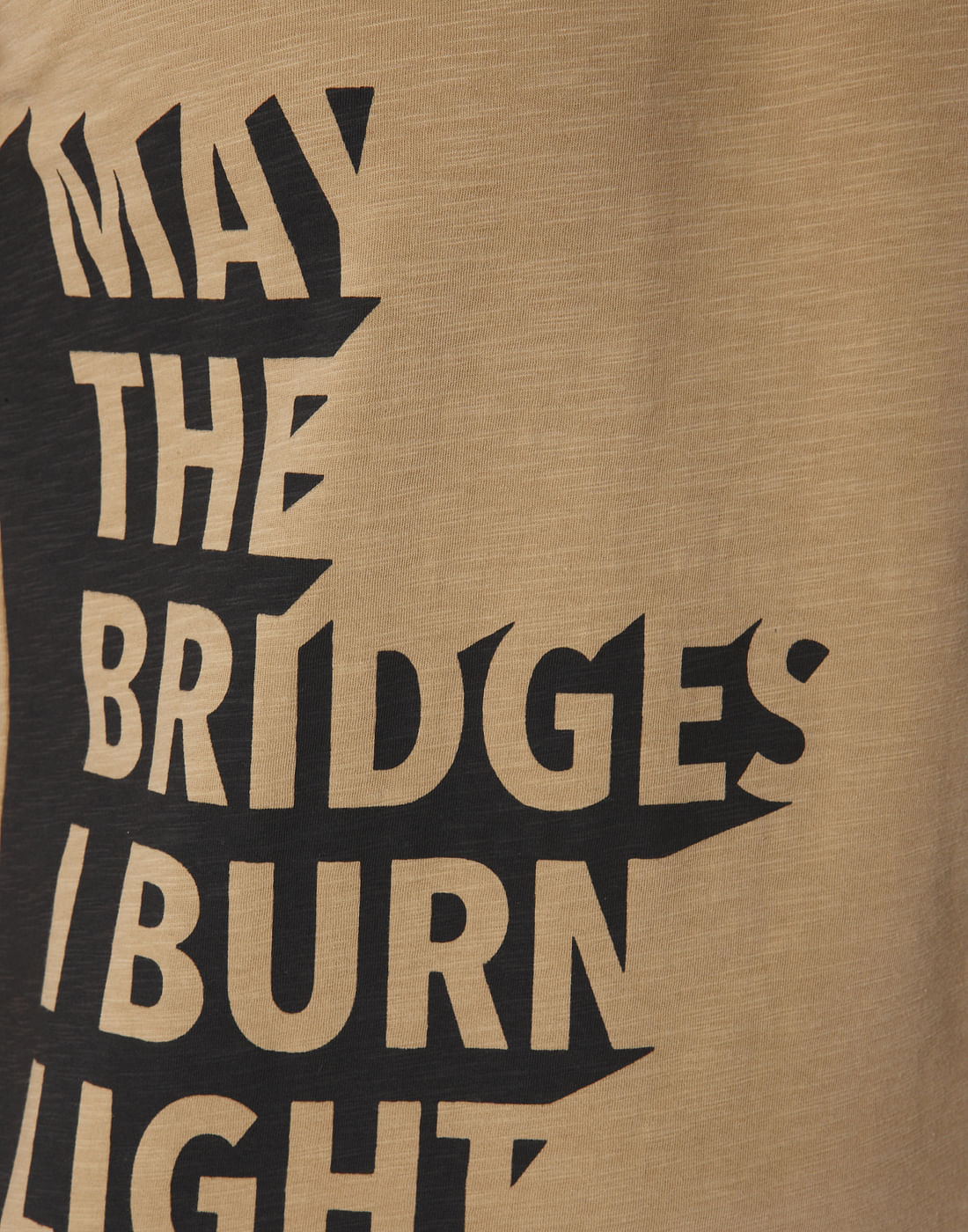 Tan Slogan Print Crew Neck T-Shirt