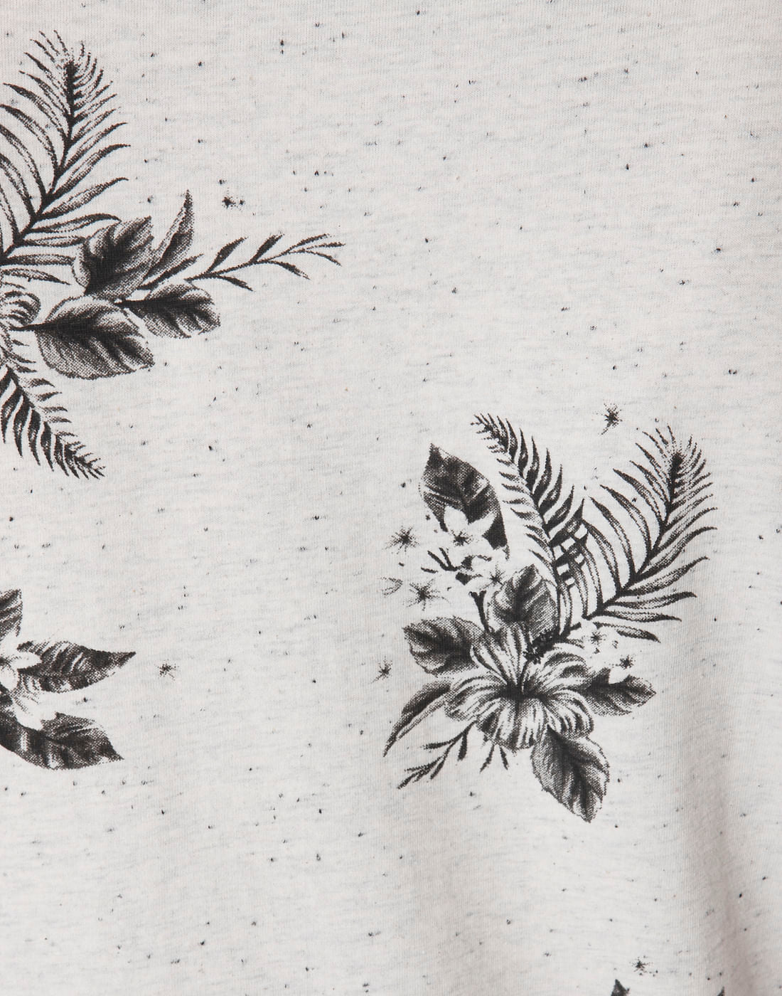 White Leaf Print Crew Neck T-Shirt