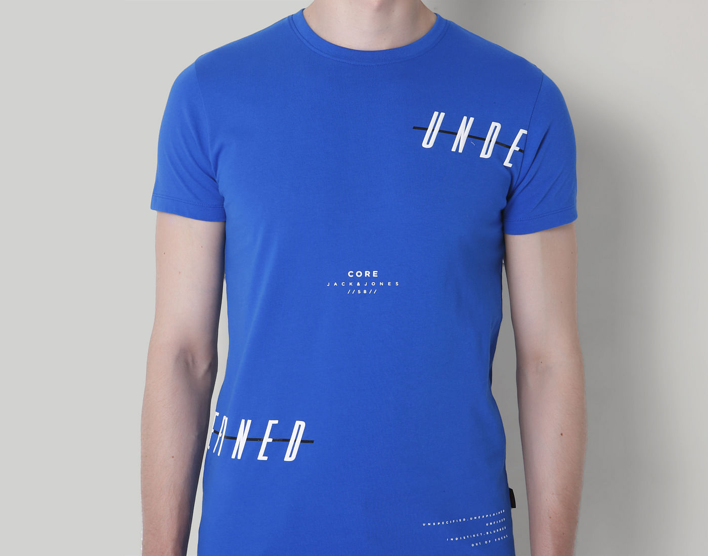 Blue Text Print Crew Neck T-Shirt