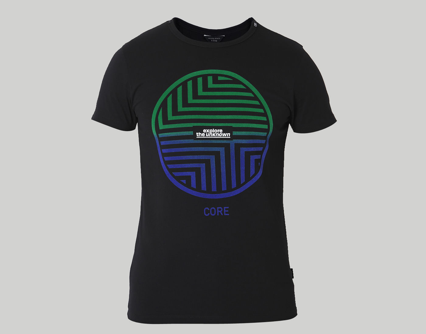 Black Placement Print Crew Neck T-Shirt