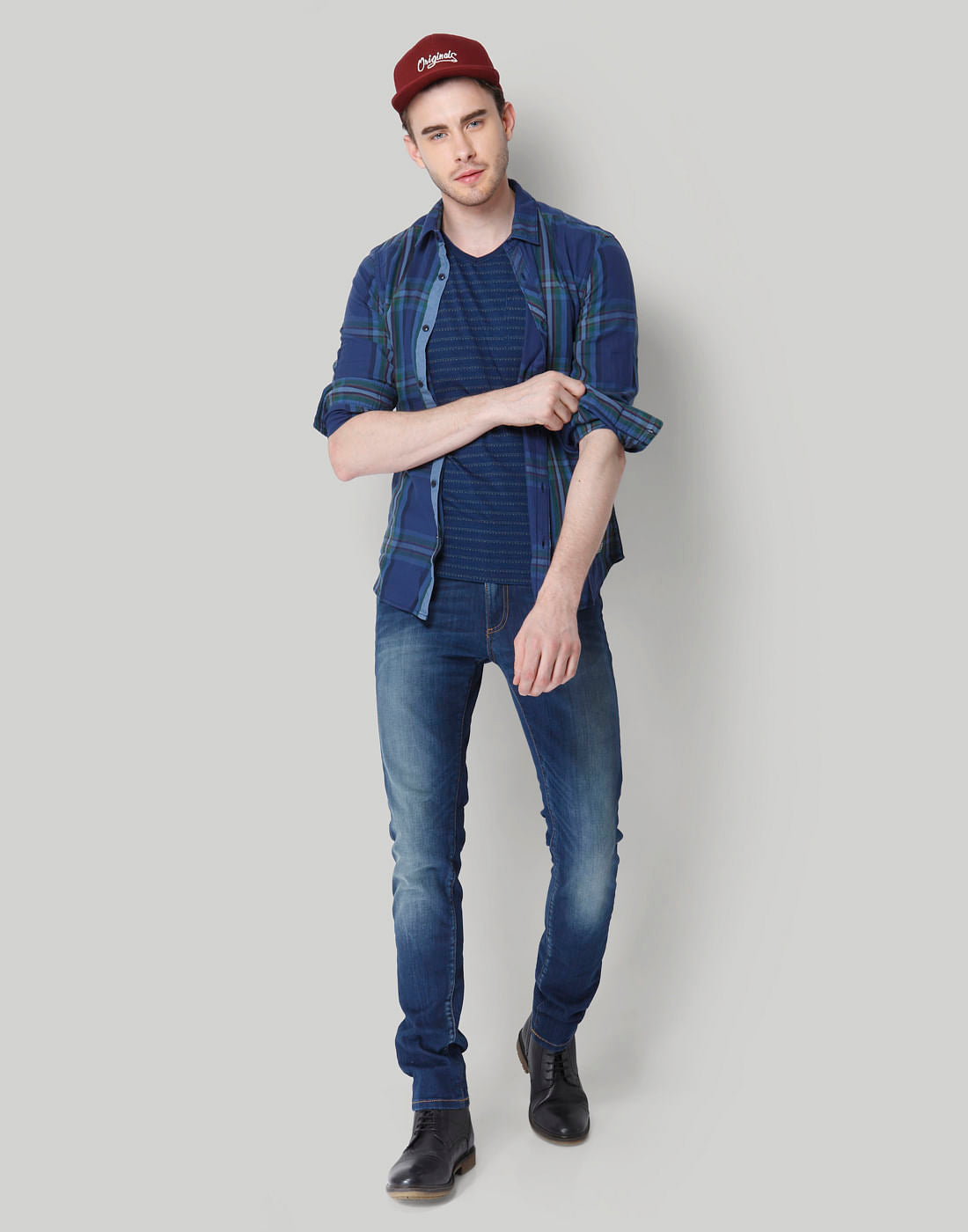 Blue Printed Crew Neck T-Shirt