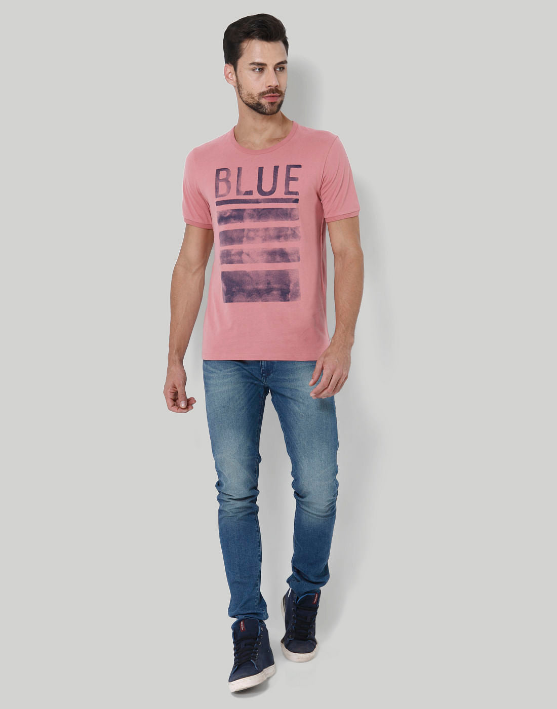Pink Text Print Crew Neck T-Shirt