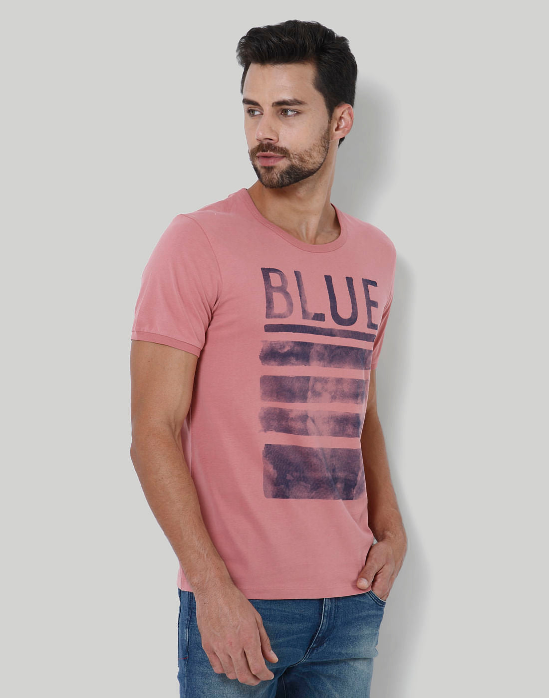 Pink Text Print Crew Neck T-Shirt