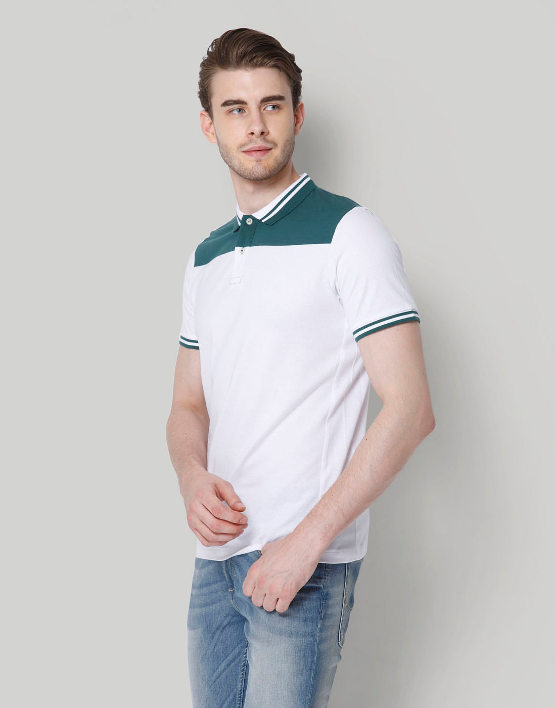 While Colour Blocked Polo T-Shirt