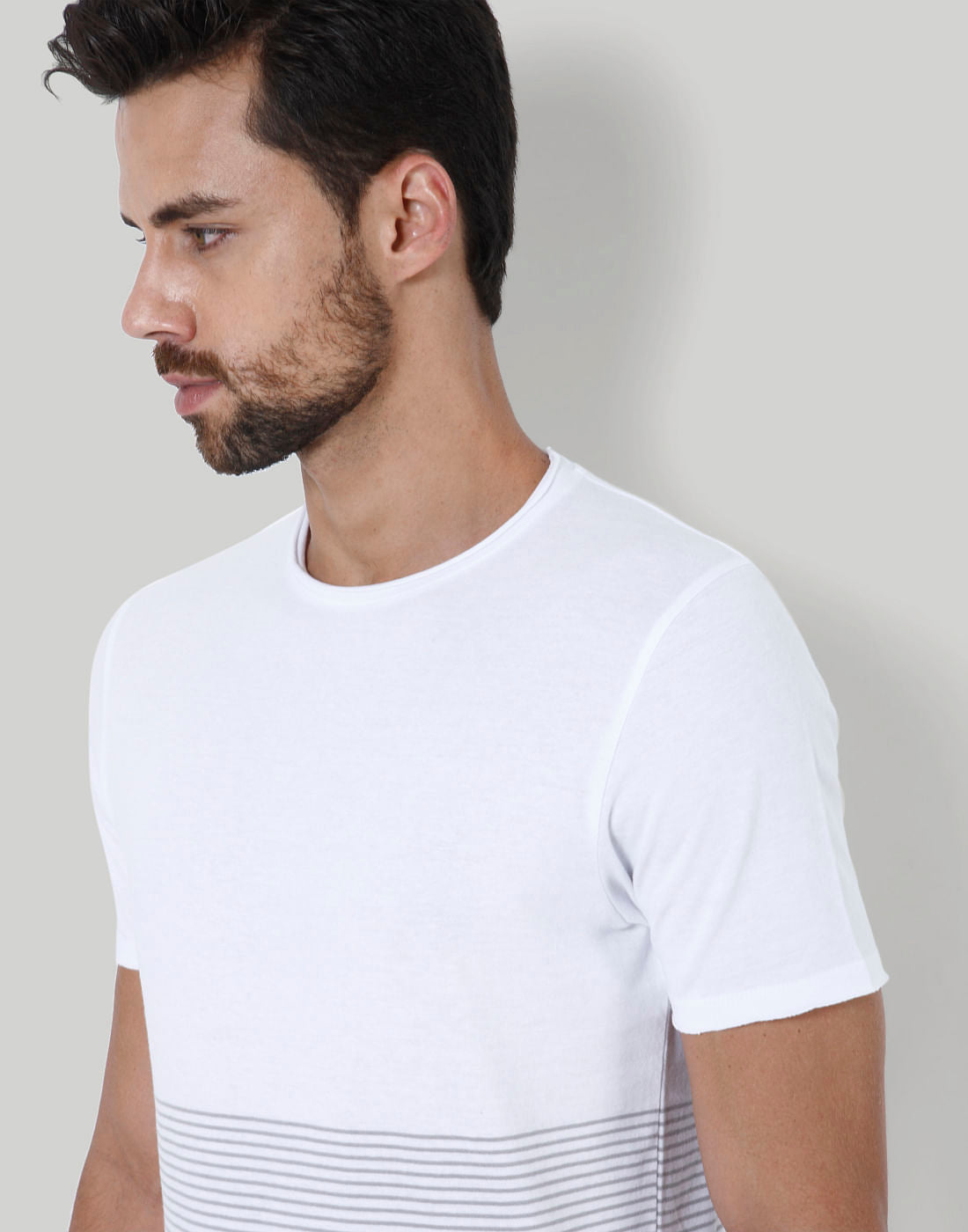 White Striped Crew Neck T-Shirt