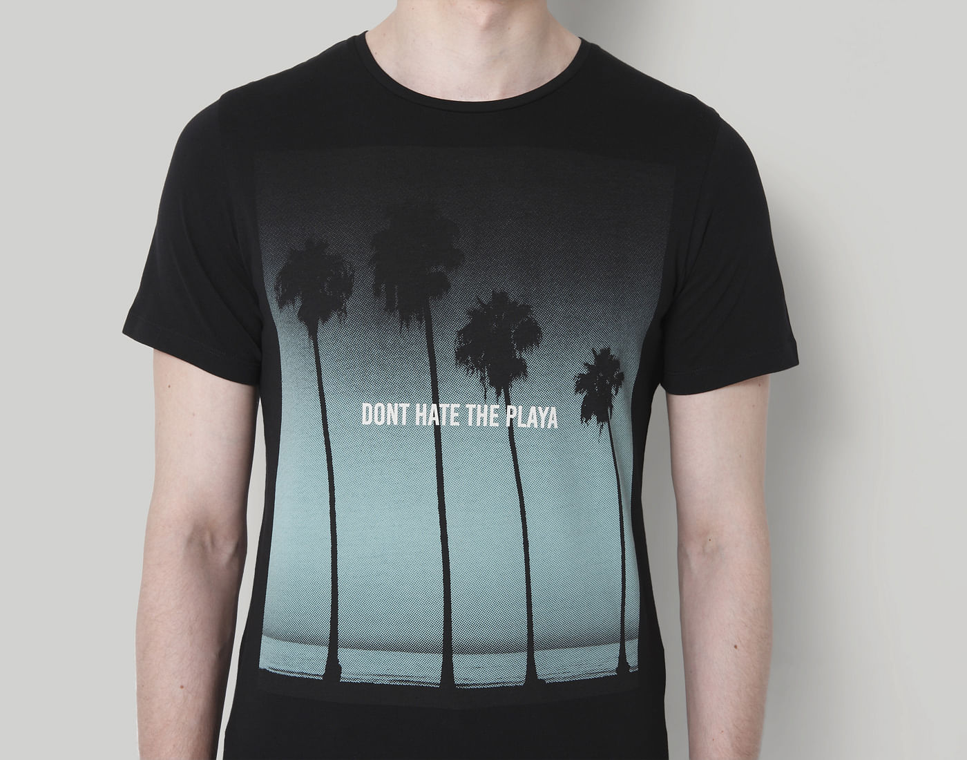 Black Graphic Print Crew Neck T-Shirt