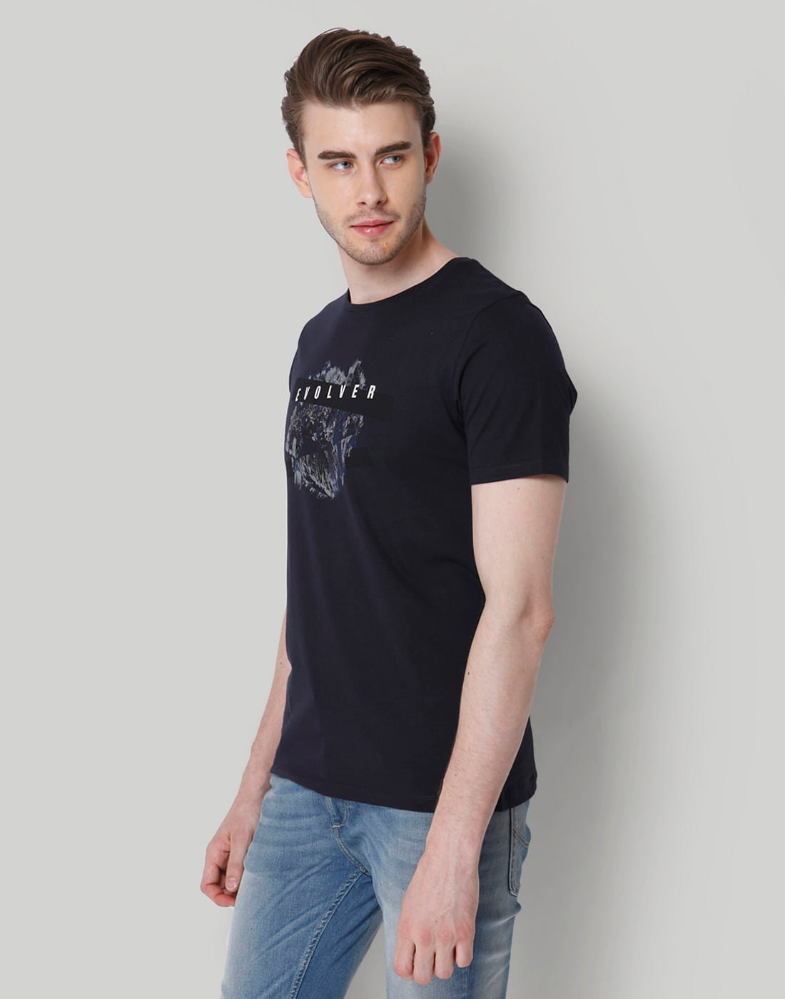 Black Graphic Print Crew Neck T-Shirt