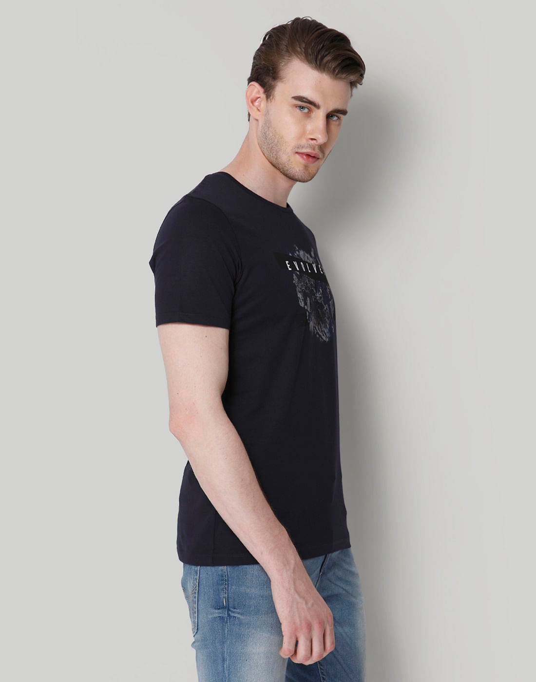 Black Graphic Print Crew Neck T-Shirt