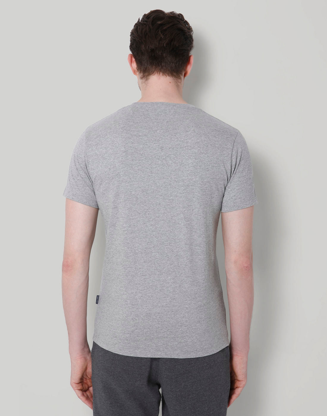 Grey Text Print Crew Neck T-Shirt